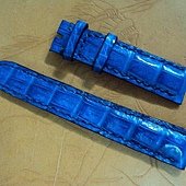 Svw421, CHOPARD custom heavy padded blue croco strap, 17.9x16mm, 68x110mm, thick 4.0mm taper to 2.4mm. 01