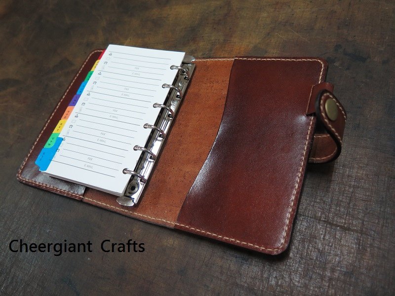 A7 Personal Organisers, hand carved pattern  leather crafts. A7 手工皮雕萬用手冊唐草圖案 A 咖啡色系 03