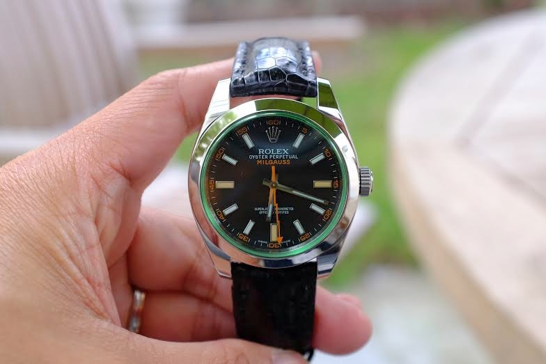 Rolex Milgauss black padded crocodile strap. 04