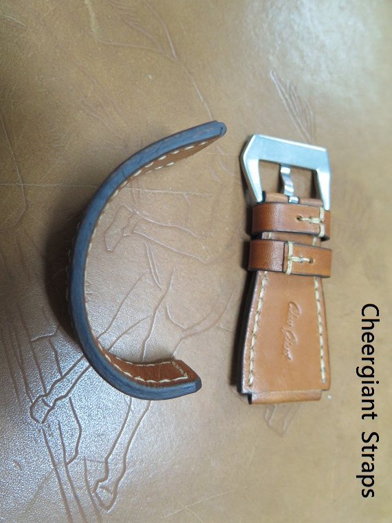 BR-02 honey brown vintage cowskin strap, 26x24mm, 70x110mm, thick 4.0mm, cream stitch. 04