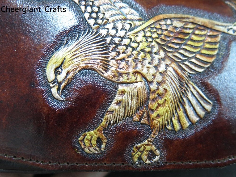 Eagle pattern dual cellphone leather cover purse Waist Bag. Size  8x16x4 CM. 老鷹雙手機零錢腰包. 15