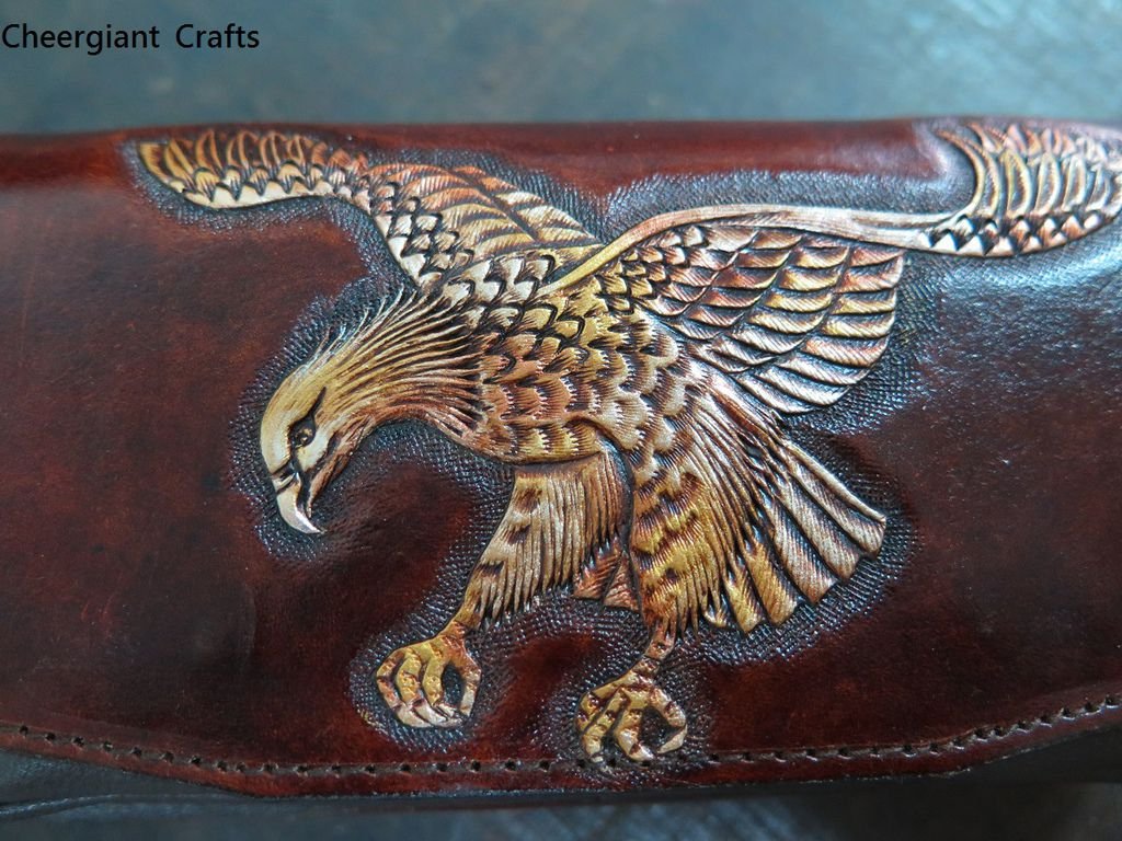 Eagle pattern dual cellphone leather cover purse Waist Bag. Size  8x16x4 CM. 老鷹雙手機零錢腰包. 03