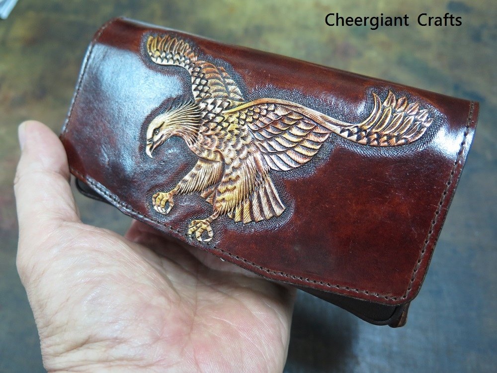 Eagle pattern dual cellphone leather cover purse Waist Bag. Size  8x16x4 CM. 老鷹雙手機零錢腰包. 10