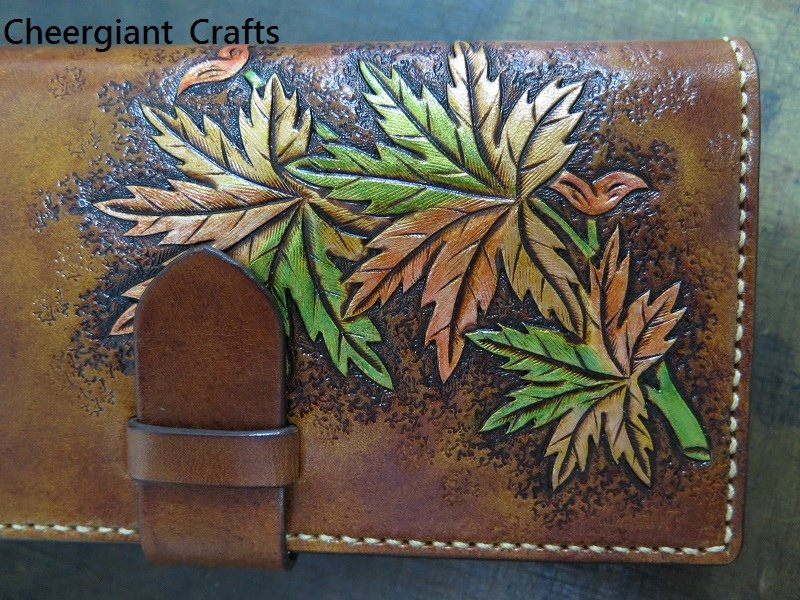 Brown maple long wallet, 18.5x9.5cm, 楓葉長皮夾. 06