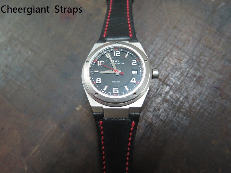 萬國錶工程師自動錶 AMG IW322703 手工錶帶分享IWC Ingenieur Automatic AMG IW322703 black cowskin watch strap 