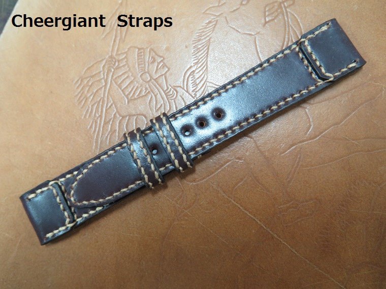 JLC TTR 1931 Fagliano Shell cordovan strap, 20x18mm, 75x118mm, thick 4.5mm taper to 2.0mm, cream stitch. 03