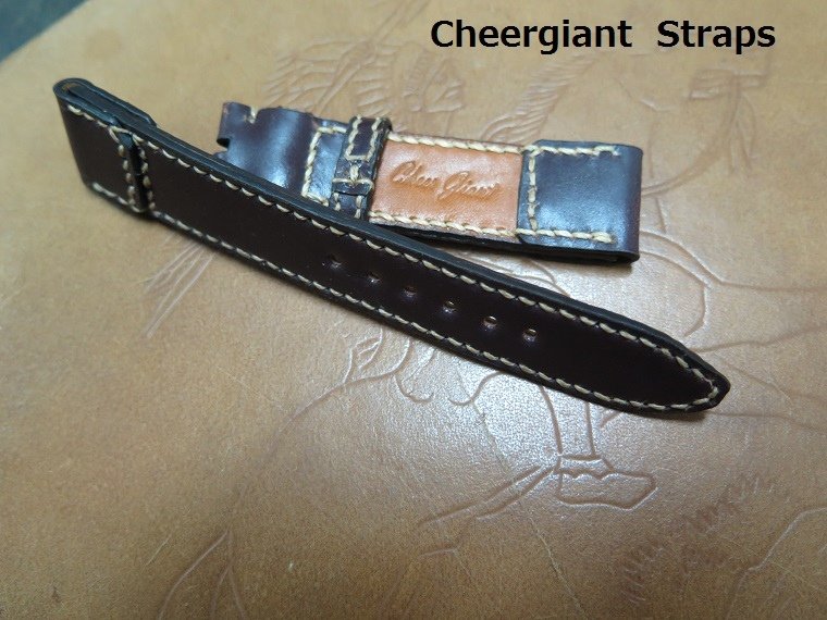 JLC TTR 1931 Fagliano Shell cordovan strap, 20x18mm, 75x118mm, thick 4.5mm taper to 2.0mm, cream stitch. 04