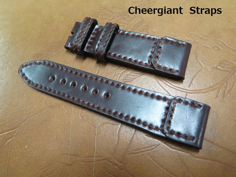 JLC TTR 1931 Fagliano dark brown Shell cordovan strap, 20x18mm, 70x105mm, thick 5.0mm taper to 2.0mm, bronze stitch. 01 