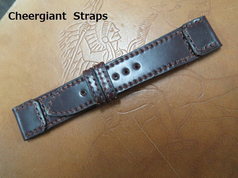 JLC TTR 1931 Fagliano dark brown Shell cordovan strap, 20x18mm, 70x105mm, thick 5.0mm taper to 2.0mm, bronze stitch. 04