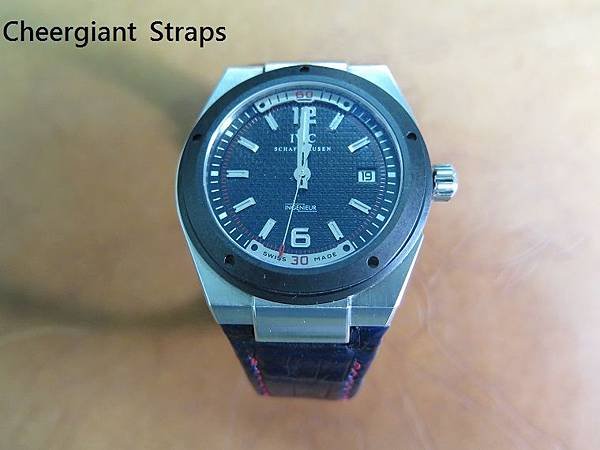 萬國錶陶瓷工程師自動錶 IW322503 深藍色鱷魚皮手工錶帶分享IWC Ingenieur Ceramic IW322503 dark blue croco strap