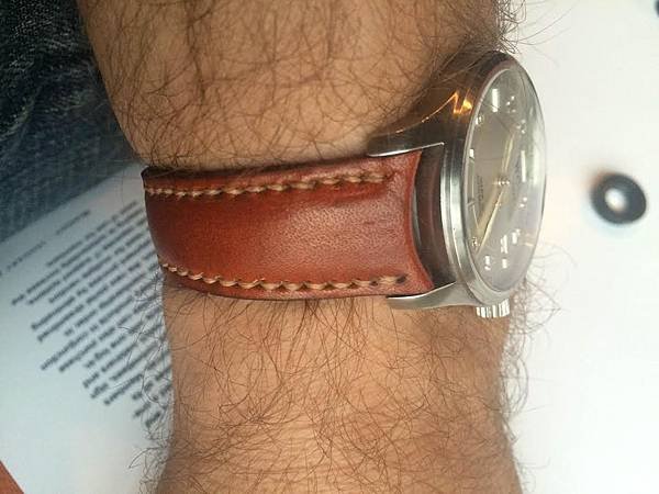 IWC Pilot Mark XV curved lug end honey brown cowskin strap. 07