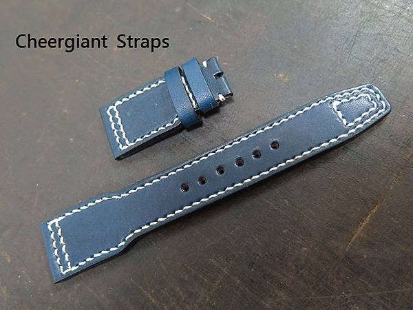 IWC Big Pilot dark blue cowskin strap,22x18mm, 50x130mm, thick 4.0mm taper to2.5mm, white stitch. 02.JPG