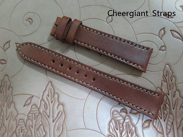 Omega honey brown vintage cowskin strap, 22x16mm, 80x120mm, thick 4.0mm taper to 3.0mm, cream stitch. 01 .JPG