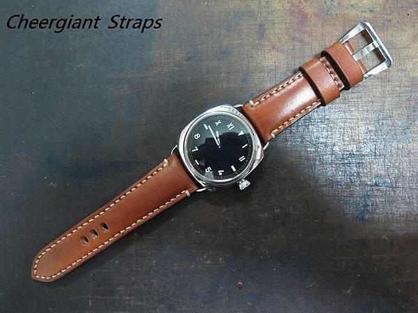 RXW  padded brown vintage leather strap,26x22mm,75x115mm,thick 6.5mm taper to 4.0mm. 03.JPG