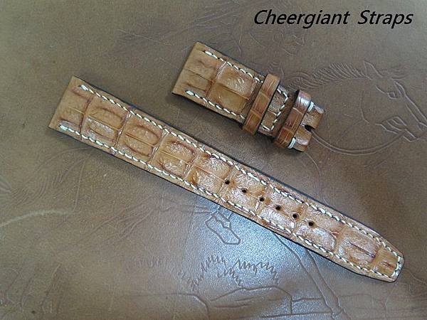 IWC Portuguese chocolate brown little horn croco strap,22x18mm,55x145mm,thick 5.5mm taper to 2.5mm,cream stitch.02.JPG