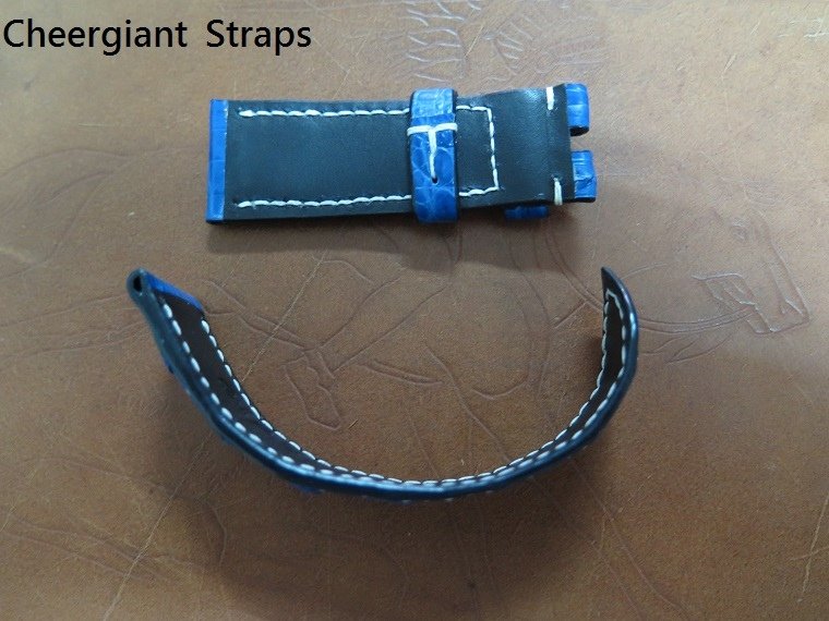 Panerai Luminor Marina blue crocodile strap,24x22mm,75x115mm,white stitching.03.JPG