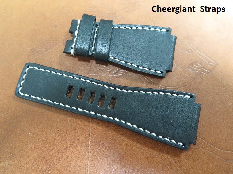 Bell %26; Ross BR-01 black vintage leather strap,24x24mm,70x112mm,thick 4.5mm taper to3.8mm,white stitch.01 .JPG