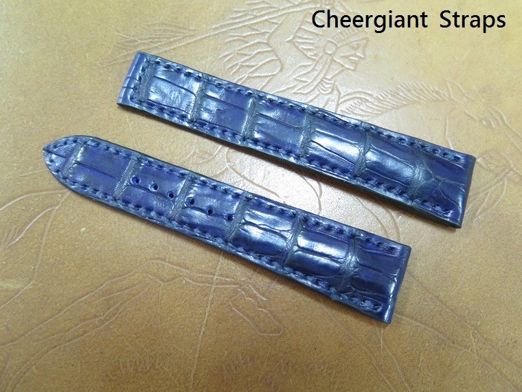 Blancpain padded dark blue croco strap, 20x16mm, 100x98mm,thick 5.0mm taper to2.2mm,match stitching.01  .JPG