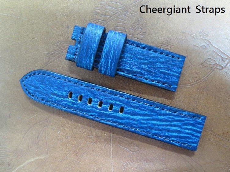 Panerai dark blue vintage leather strap,24x24mm,77x127mm,thick 4.5mm taper to 4mm,match stitching.04.JPG