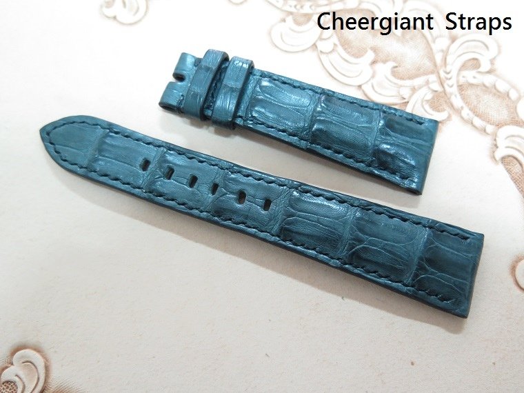 Rolex Datejust padded gray crocodile strap,20x16mm, 70x115mm, thick 4.5mm taper to 2.4mm,black stitching. 01.JPG