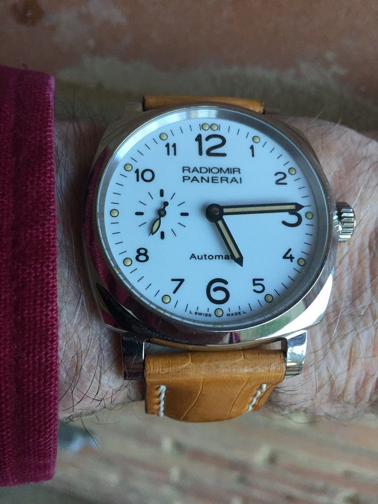 Panerai Radiomir PAM 655 padded golden crocodile strap,22x20mm,70x120mm,thick 6.0mm taper to 3.0mm,white stitching.06 .jpg