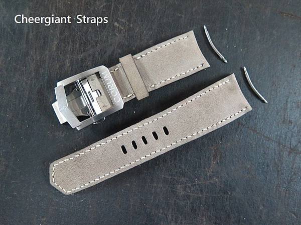 Corum Admiral AC-one 45 curved lug end gray nubuck strap, 23x20mm, 65x115mm, thick 5.5mm taper to 2.2mm.11.JPG