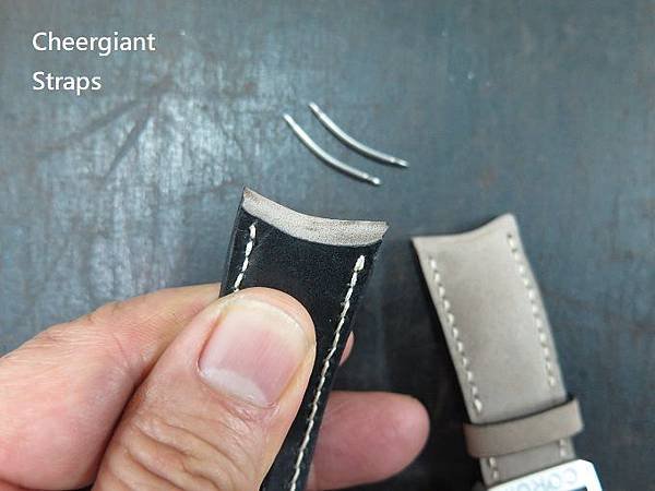 Corum Admiral AC-one 45 curved lug end gray nubuck strap, 23x20mm, 65x115mm, thick 5.5mm taper to 2.2mm.12.JPG