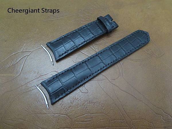 Corum Admirals Cup black curved lug end crococalf strap,21x18mm, 70x115mm, thick 5.0mm taper to 2.0mm. 01  .JPG