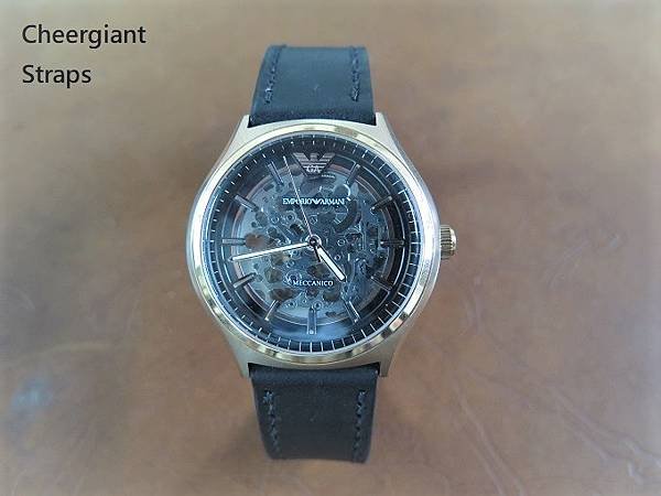 Emporio Armani Extra long black leather strap, 22x18mm, 95x145mm,thick 3.8mm taper to 3.0mm.12.JPG