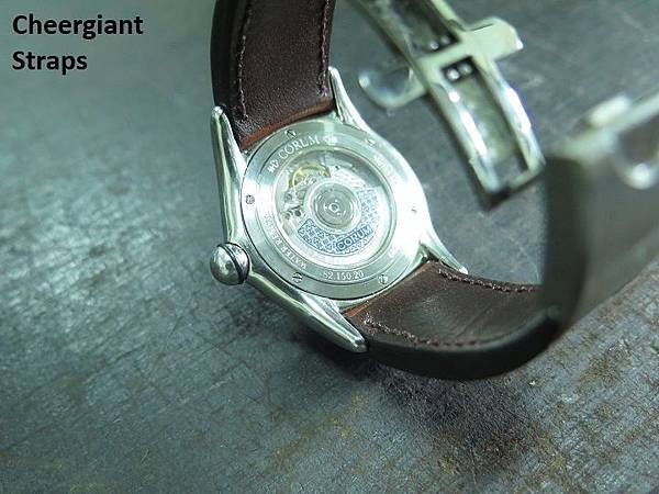 Corum Bubble dual spring bars brown leather strap,23.9x19.9mm,72x72mm, thick 6.5mm taper to 2.8mm.08.JPG