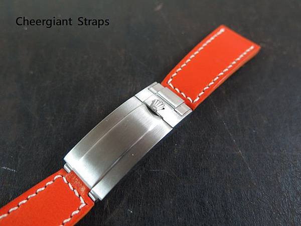 Rolex Explorer II orange leather strap, 21x16mm, 60x50mm, white stitching.03.JPG