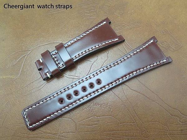 IWC Ingenieur Automatic AMG IW322703 brown  shell cordovan strap, 26(15)x18mm, 75x125mm,thick 5mm taper to 2.8mm.01   .JPG