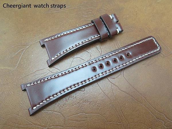 IWC Ingenieur Automatic AMG IW322703 brown  shell cordovan strap, 26(15)x18mm, 75x125mm,thick 5mm taper to 2.8mm.02.JPG