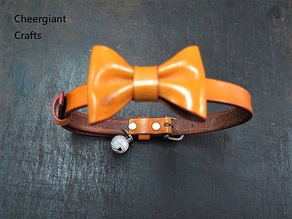 柴犬牛皮項圈1.5公分寬中型犬項圈Shiba Inu dog bowknot pet leather collar. 07.JPG