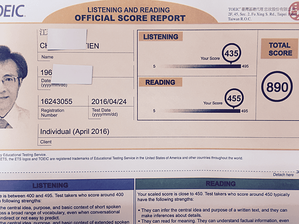 年過五十學英語，多益考890分