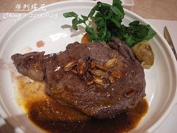 爐燒特級肋眼沙朗牛排佐鹽花&amp;紅酒胡椒醬汁 590