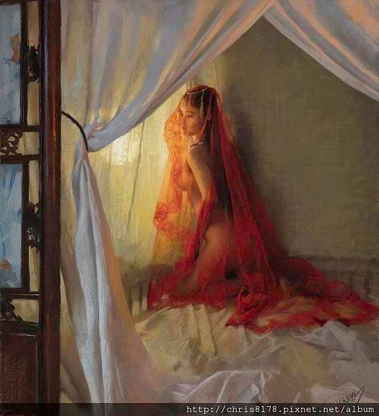 10880_Vicente Romero Redondo_ART2017_3_Red Veil_粉彩畫 Pastel on Ingres paper over an impasto base_73x81cm_2017_sm.jpg