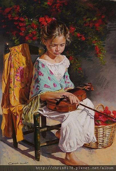 11462_German Aracil_20181146205_女孩與小提琴 La niña del Violin_粉彩畫 Pastel over Canson paper_62x90cm_sm_2017.JPG