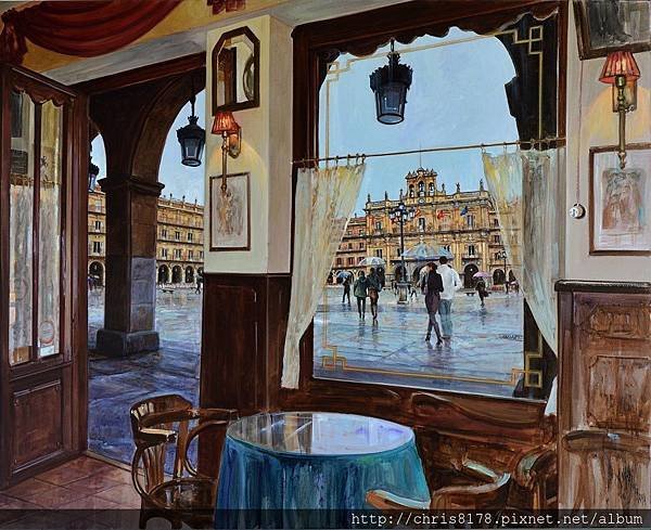 11454_Antonio Varas de la Rosa_20181145401_廣場上的咖啡館_Cafe a la plaza_油畫 oil on panel_100x80cm_sm_2017.jpg