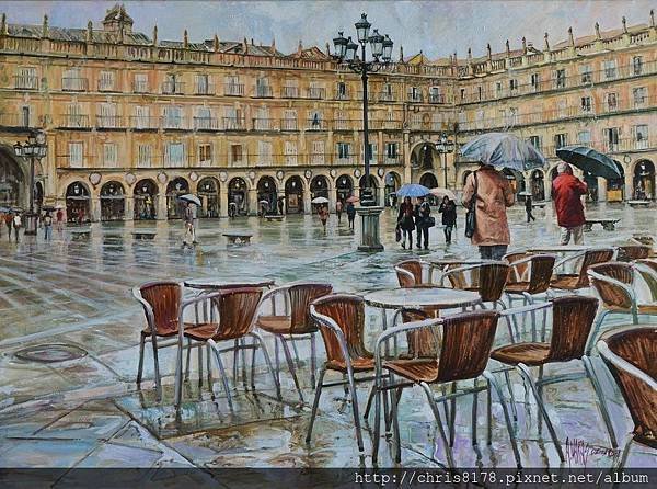 11454_Antonio Varas de la Rosa_20181145407_雨中的廣場_Lluvia en la plaza_油畫 oil on canvas_100x73cm_sm_2017.JPG