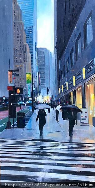 11456_Cristobal Perez Garcia_20181145604_紐約時代廣場的雨景 Lloviendo en Times Square_油畫 Oil on panel_100x195cm_sm_2016.jpg