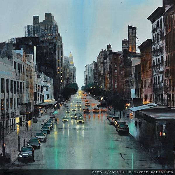 11456_Cristobal Perez Garcia_20181145608_紐約空中鐵道公園旁的街景 Trafico desde Highline Park_油畫 Oil on panel_116x116cm_sm_2018.JPG