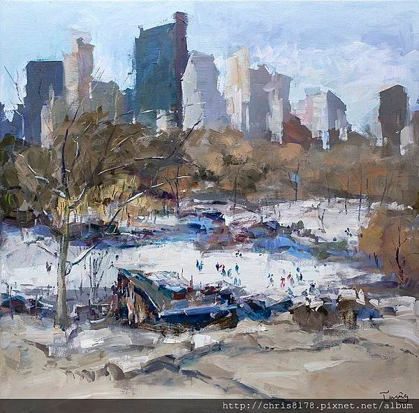 11467_Josep Cruañas_20181146706_中央公園的雪場II .Nieve en Central Park_油畫 oil on canvas_ 100x100cm_sm_2017.jpg