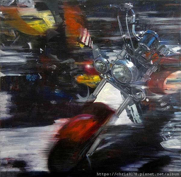 20211190402_風馳電掣_Motos_油畫_oil on canvas_100x100cm_50正方_荷西馬利亞·品托·雷_Jose Maria Pinto Rey_西班牙_2014.jpg