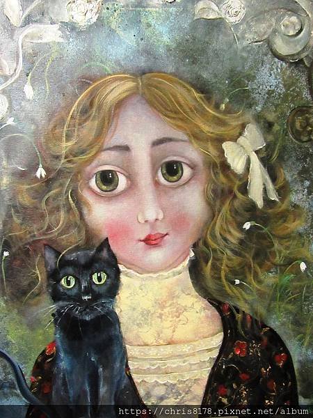 20211208039_瑪德琳娜和貓_Madelina con el gato_油畫_Oil on canvas_65x81cm_25F_人物_蜜莉雅·阿諾德_Myriam Arnold_西班牙_2020.JPG