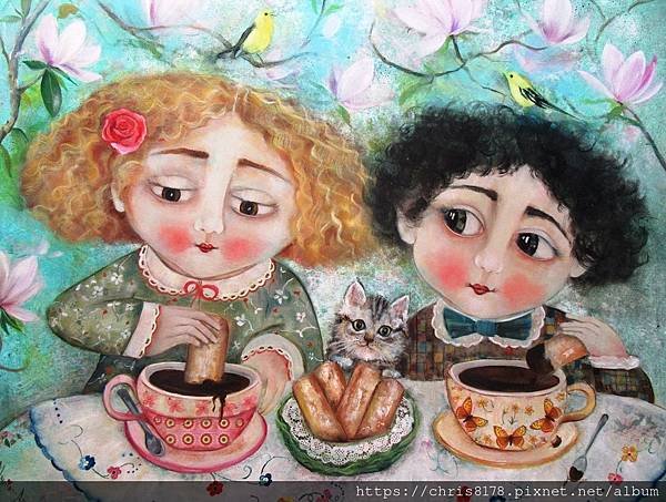 20211208021_下午茶_Pasando una tarde con mis amigos comiendo chocolate ..._油畫_Oil on canvas_100x81cm_40F_人物_蜜莉雅·阿諾德_Myriam Arnold_西班牙_2020.JPG