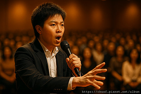 麥克風演說模擬圖