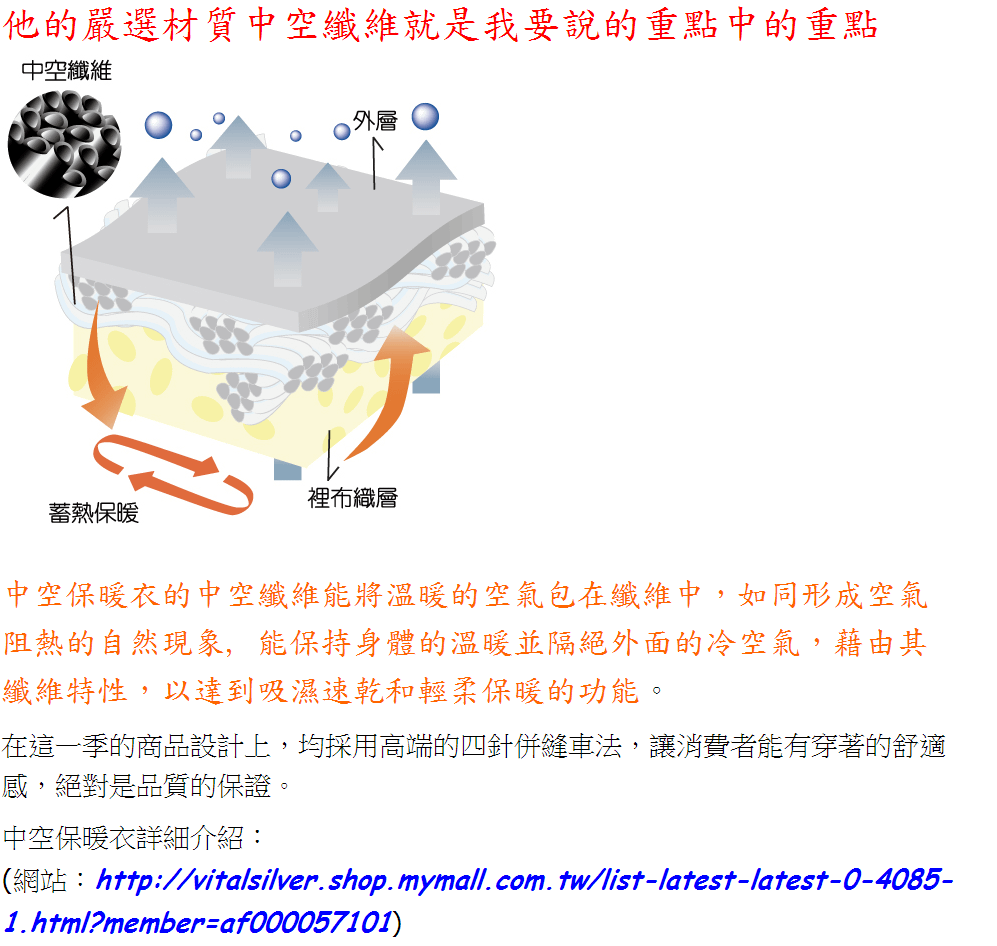 銀盾vitalsilver發熱衣禦寒保暖衣2