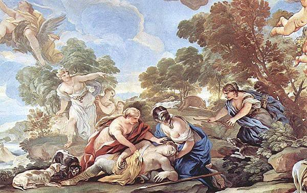 阿多尼斯之死~盧卡-吉沃丹諾所繪(Death of Adonis-by Luca Giordano)盧卡-吉沃丹諾(Luca Giordano)意大利那不勒斯畫家、製圖員、蝕刻師和雕塑家(1632-1705年)