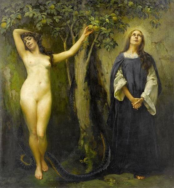 La sensualité et la paix de l’âme (Sinnenlust und Seelenfrieden), ou Eve et Marie  Ferdinand Max Bredt, 1901, Collection privée